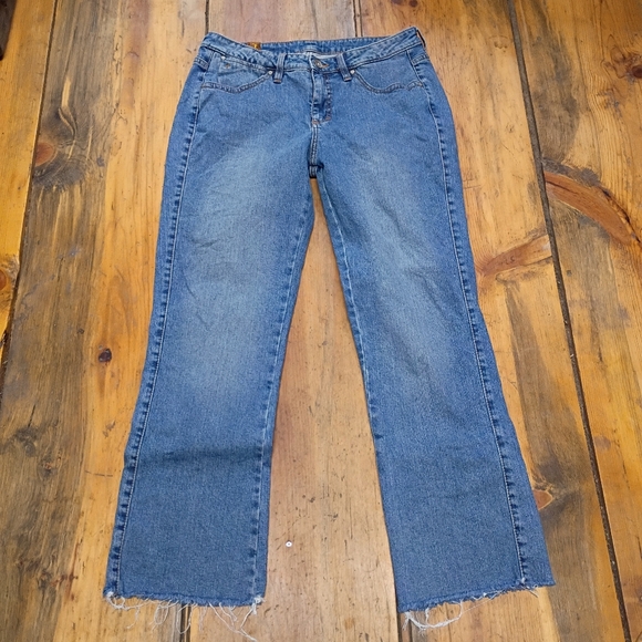 Aura By Wrangler Women's Blue Jeans Size 12 Tall Raw Hem Boot Cut - Picture 1 of 9